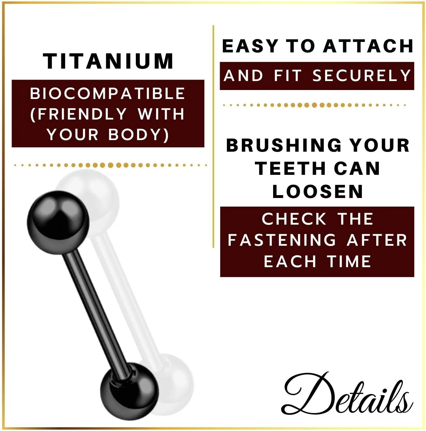 MATIGA Anodized Titanium 14 gauge Tongue Ring Men Piercing Jewelry Nipple 6mm Ball More Choices