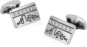 Men Cufflinks, Cufflinks for Men Red Cubic Zirconia Stainless Steel Rectangle Pattern for Man Business Wedding