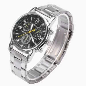 Men Male Analog Watch, Stainless Steel Band Alloy Case Wristwatch,Casual Sport Design Business Watches,Best Mens Gift(black)