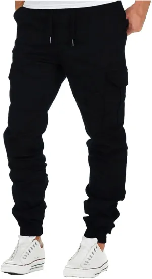 Men' S Leisure Relaxed Fit Pants Joggers Hiking Cargo Pants Solid Multi-Pocket Trousers Overalls Gym Sweatpants
