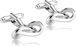 Men's Cufflink Shirts, Knot Cufflinks Silver Stainless Steel Bowknot for Man Business Wedding