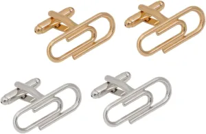 Men's Cufflinks 2 Pairs Paper Clip Shape Mens Cufflinks Set Shirt Sleeve Decor Elegant Present for Men Dad