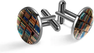 Men's Cufflinks, Bookcase Bookshelf School Library Cuff Links for Men, Classic Cufflinks Black for Suit Shirt Wedding Business Birthday Jewelry Gift