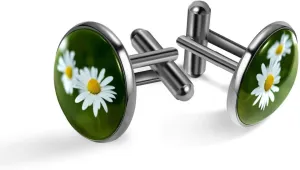 Men's Cufflinks, Daisy Cuff Links for Men, Classic Cufflinks Black for Suit Shirt Wedding Business Birthday Jewelry Gift
