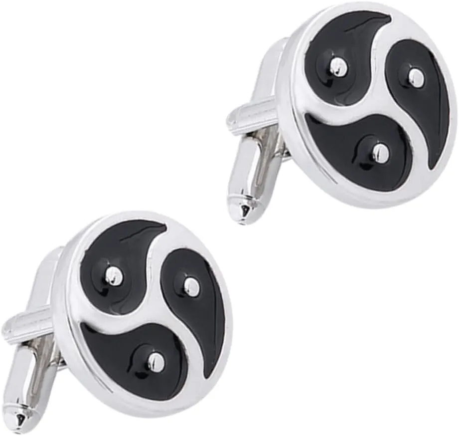 Men's Cufflinks Mens Suit Shirt Cufflinks Round Tai Chi Design Decorative Cuff Nails for Uniform and Dress