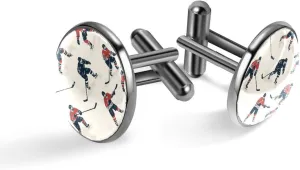 Men's Cufflinks, Rink Ice Hockey Players Cuff Links for Men, Classic Cufflinks Black for Suit Shirt Wedding Business Birthday Jewelry Gift