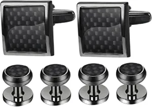 Men's Cufflinks Set 6pcs Silver Gold Tuxedo Studs Cufflinks for Formal Attire