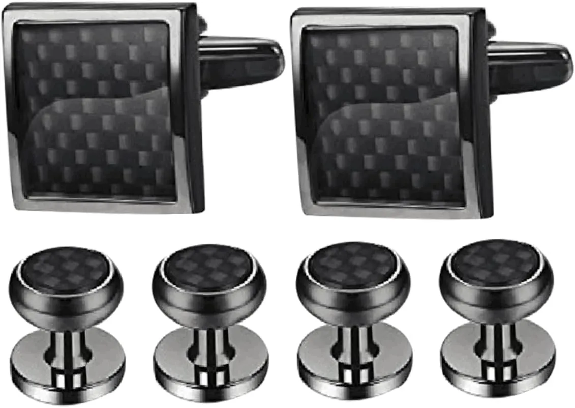 Men's Cufflinks Set 6pcs Silver Gold Tuxedo Studs Cufflinks for Formal Attire