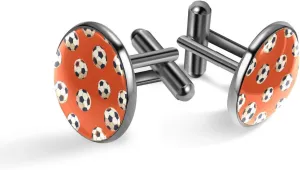 Men's Cufflinks, Soccer Orange Cuff Links for Men, Classic Cufflinks Black for Suit Shirt Wedding Business Birthday Jewelry Gift