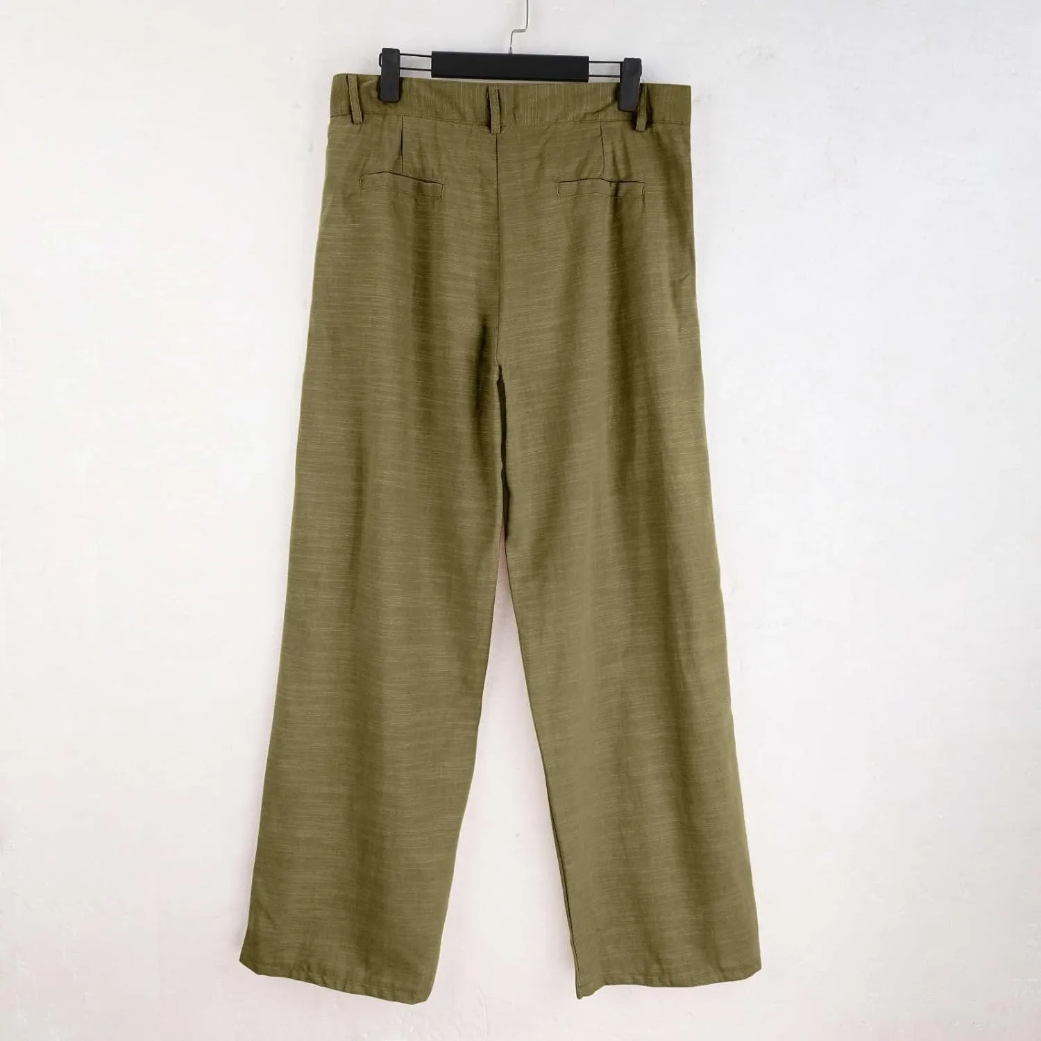 Mens Dress Pants Relaxed Fit Casual Cotton Linen Pleated Work Suit Pants Summer Straight Leg Slacks Comfort Trousers