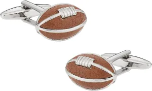 Men's Football Cufflinks with Presentation Gift Box in Brown American Football Sports Fans