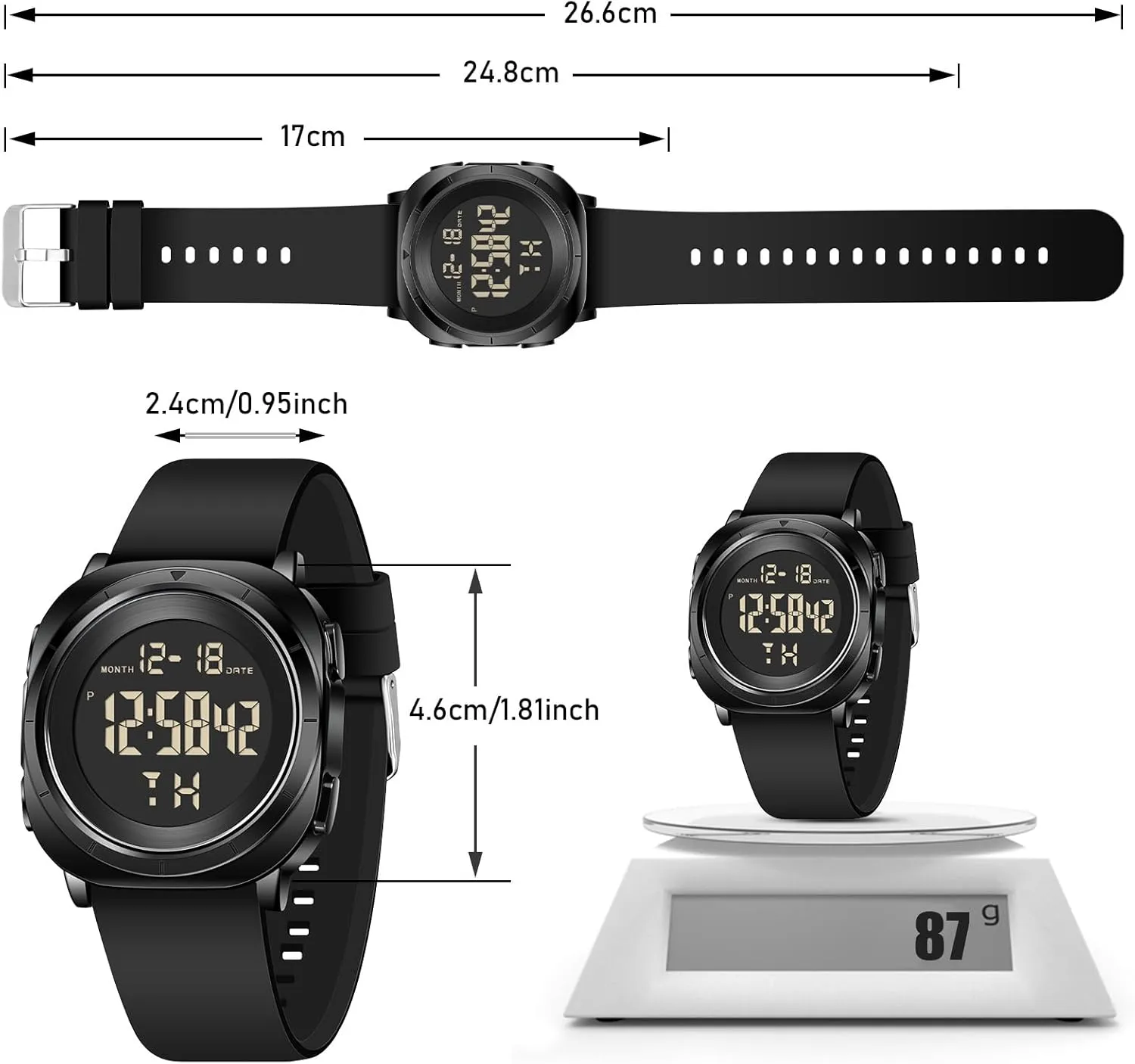 Mens Gold Digital Waterproof Running Wrist Watch for Men Military Sports Tactical Dive Cheap Men's Wrist Watches Digital Black and Silver