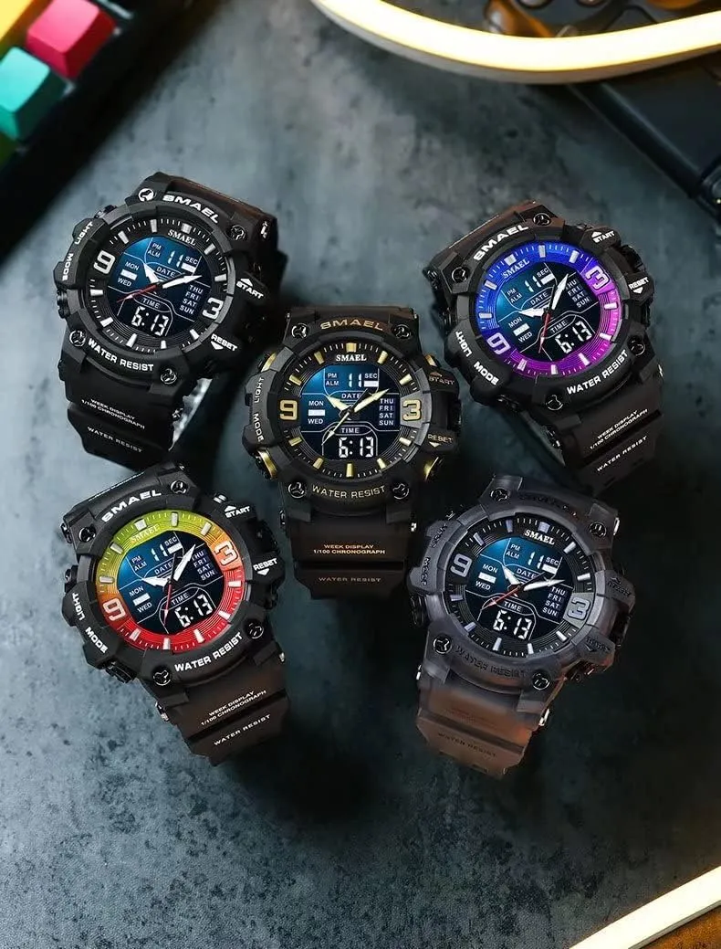 Men's Military Watches Outdoor Sports Watch Waterproof LED Date Alarm Digital Analog Wrist Watches for Men