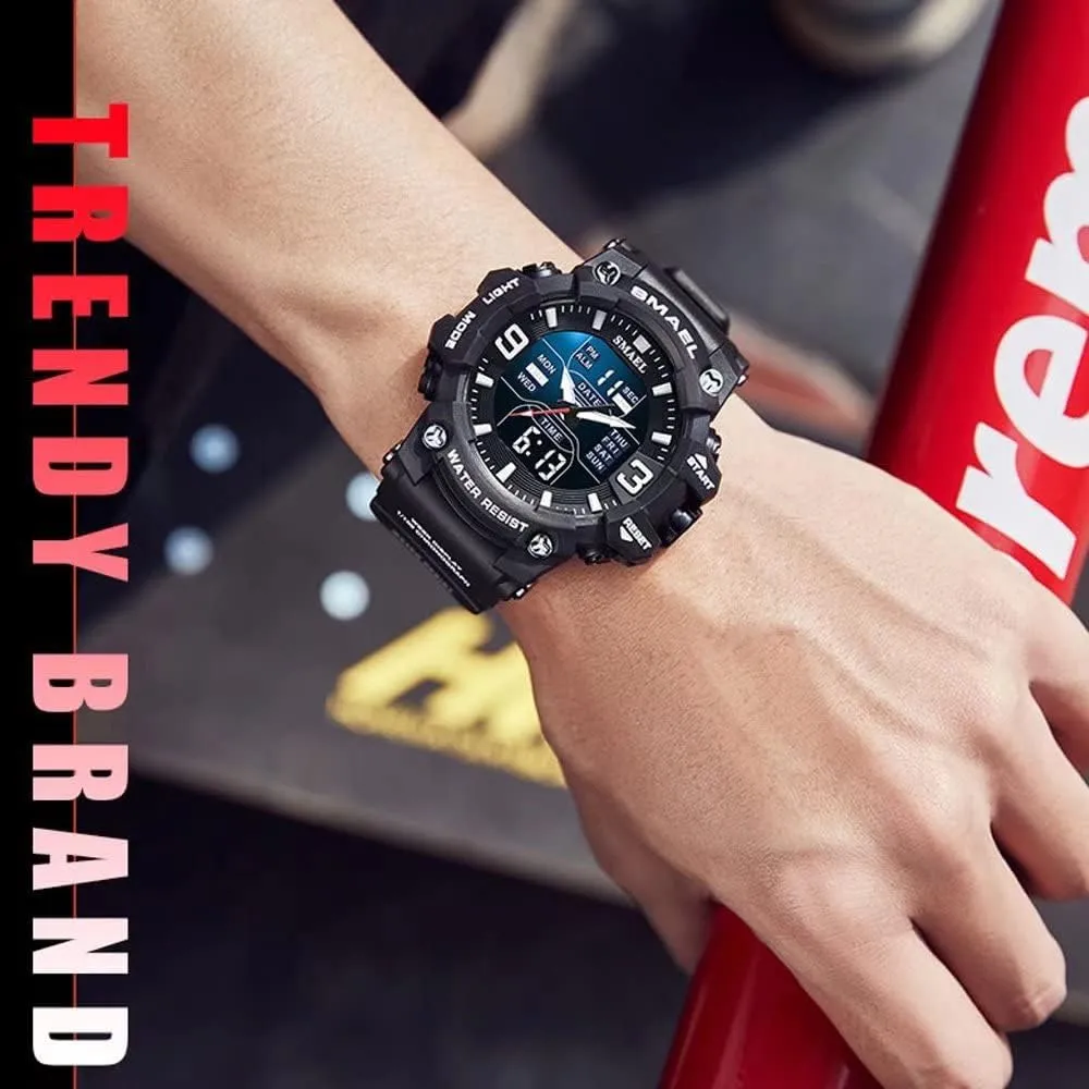 Men's Military Watches Outdoor Sports Watch Waterproof LED Date Alarm Digital Analog Wrist Watches for Men