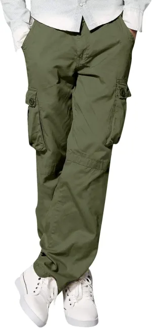 Men's Slim Fit Cargo Pants Casual Pants Relaxed Fit Wide Leg Straight Overalls Trousers with Multiple Pockets