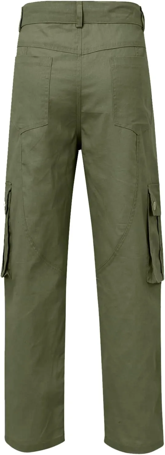 Men's Slim Fit Cargo Pants Casual Pants Relaxed Fit Wide Leg Straight Overalls Trousers with Multiple Pockets