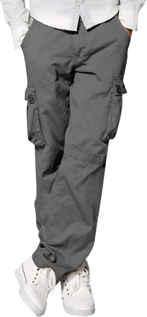 Men's Slim Fit Cargo Pants Casual Pants Relaxed Fit Wide Leg Straight Overalls Trousers with Multiple Pockets