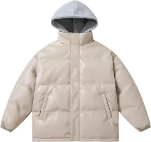 Mens Warm Thick Trendy Hooded Parkas Casual Cotton-Padded Jacket Coats