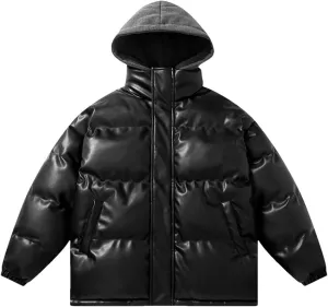 Mens Warm Thick Trendy Hooded Parkas Casual Cotton-Padded Jacket Coats