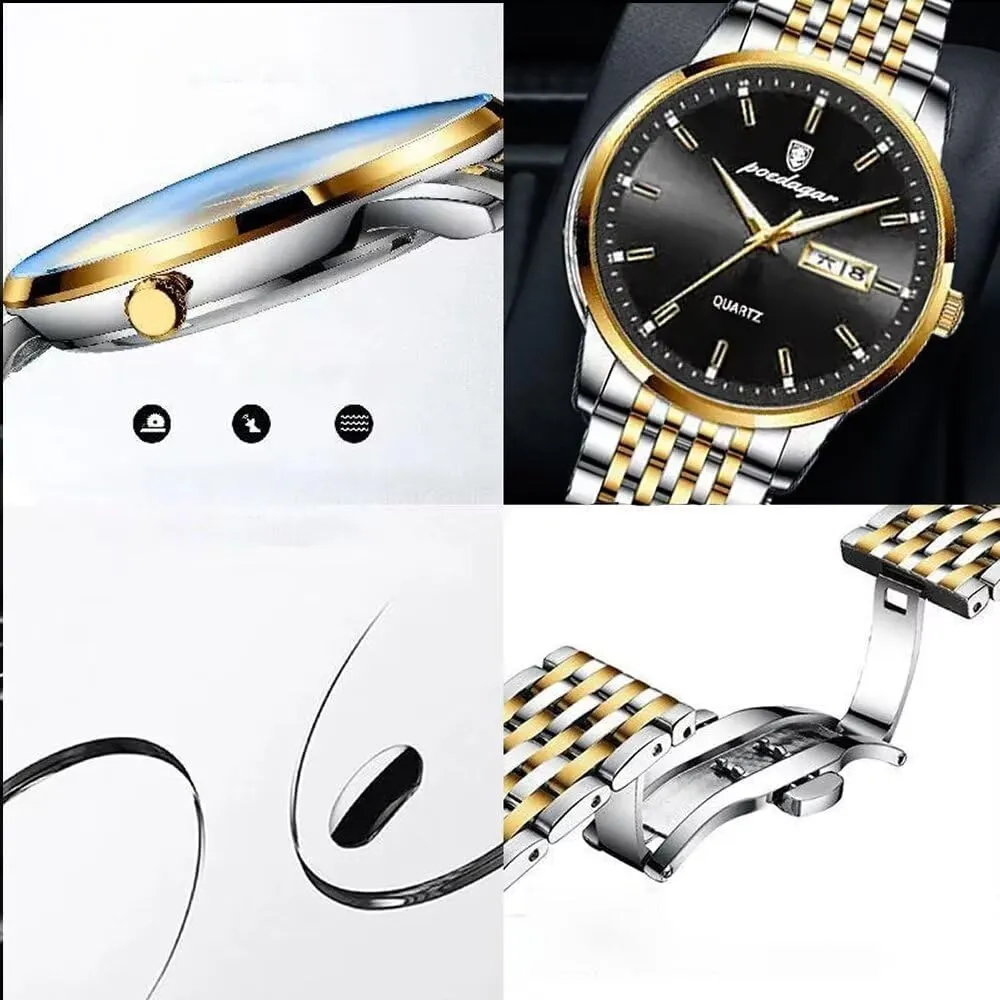 Men's Watch Fashion Business Quartz Wristwatch Stainless Steel Waterproof Watches Male Clock