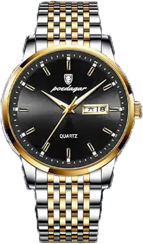 Men's Watch Fashion Business Quartz Wristwatch Stainless Steel Waterproof Watches Male Clock