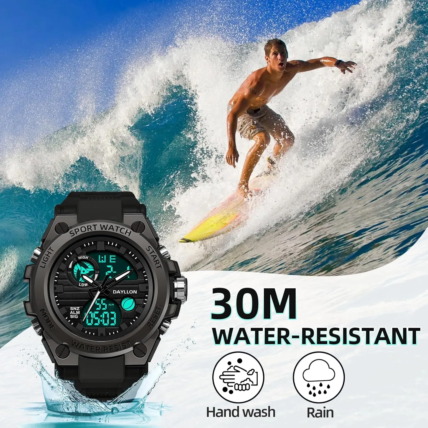 Mens Watch Military Sports Outdoor Waterproof Watches for Men Date Multi Function Tactics Alarm Stopwatch Analog Watches