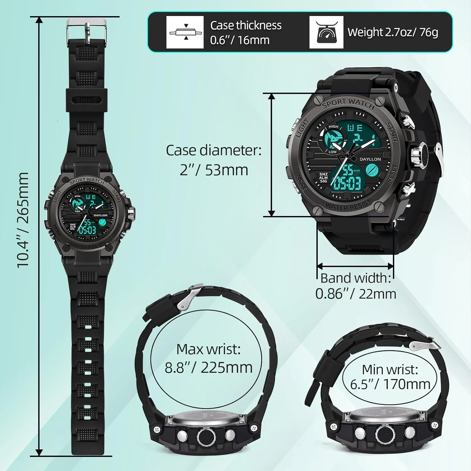 Mens Watch Military Sports Outdoor Waterproof Watches for Men Date Multi Function Tactics Alarm Stopwatch Analog Watches