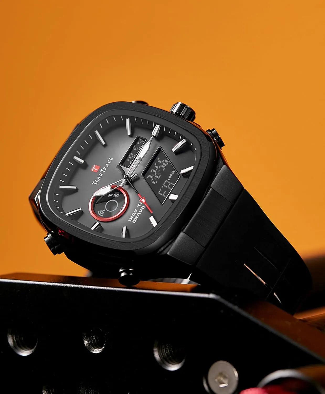 Mens Watches Analog Digital Quartz Waterproof Sport Watches for Men Chronograph Alarm Multifunctional Wrist Watch with Silicone Strap