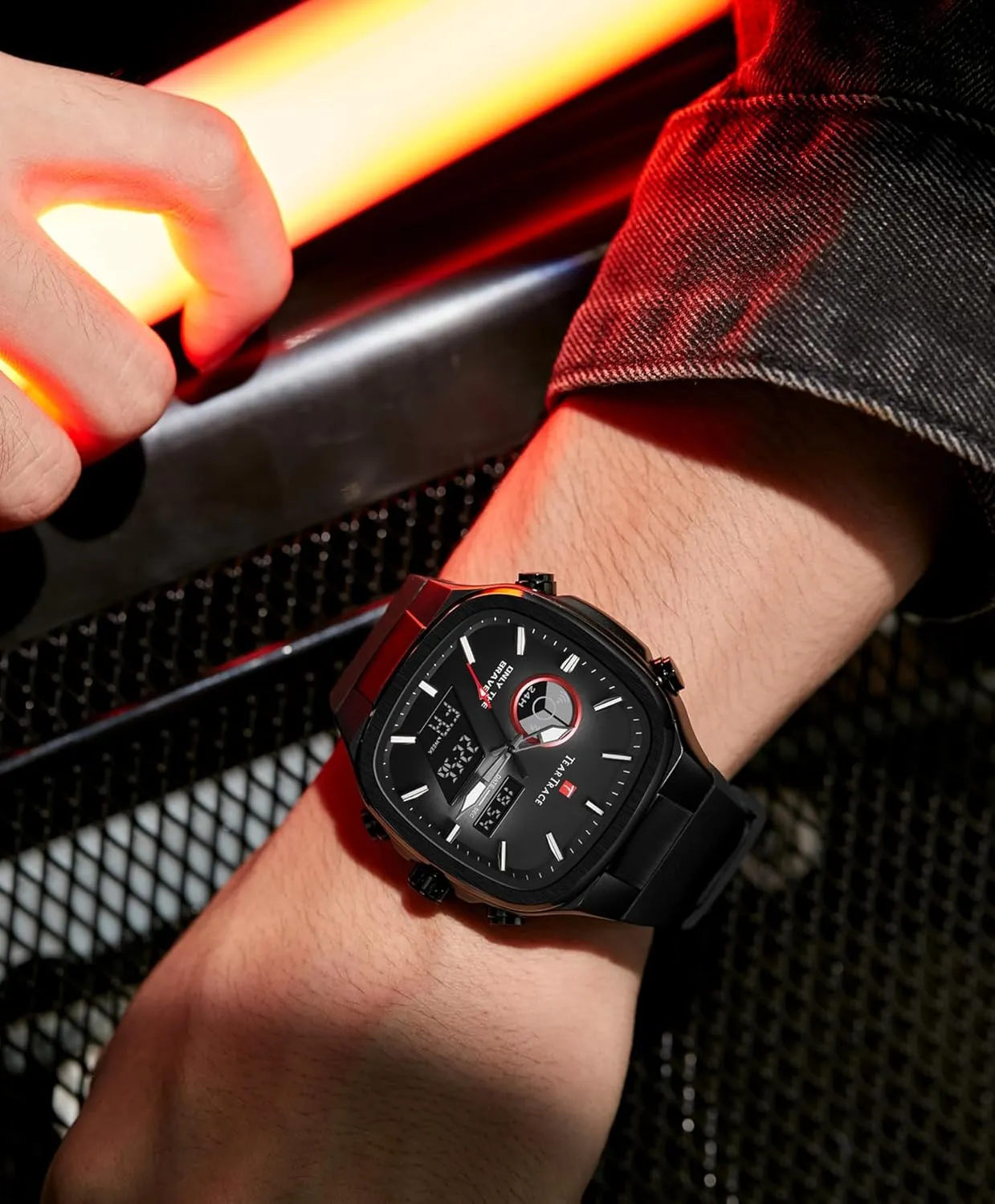 Mens Watches Analog Digital Quartz Waterproof Sport Watches for Men Chronograph Alarm Multifunctional Wrist Watch with Silicone Strap