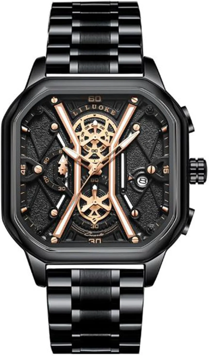 Mens Watches, Wrist Watches Luminous Design, Big Face Fashion Quartz Black Watch 30ATM, Casual Watch for Men Unique Gifts for Men