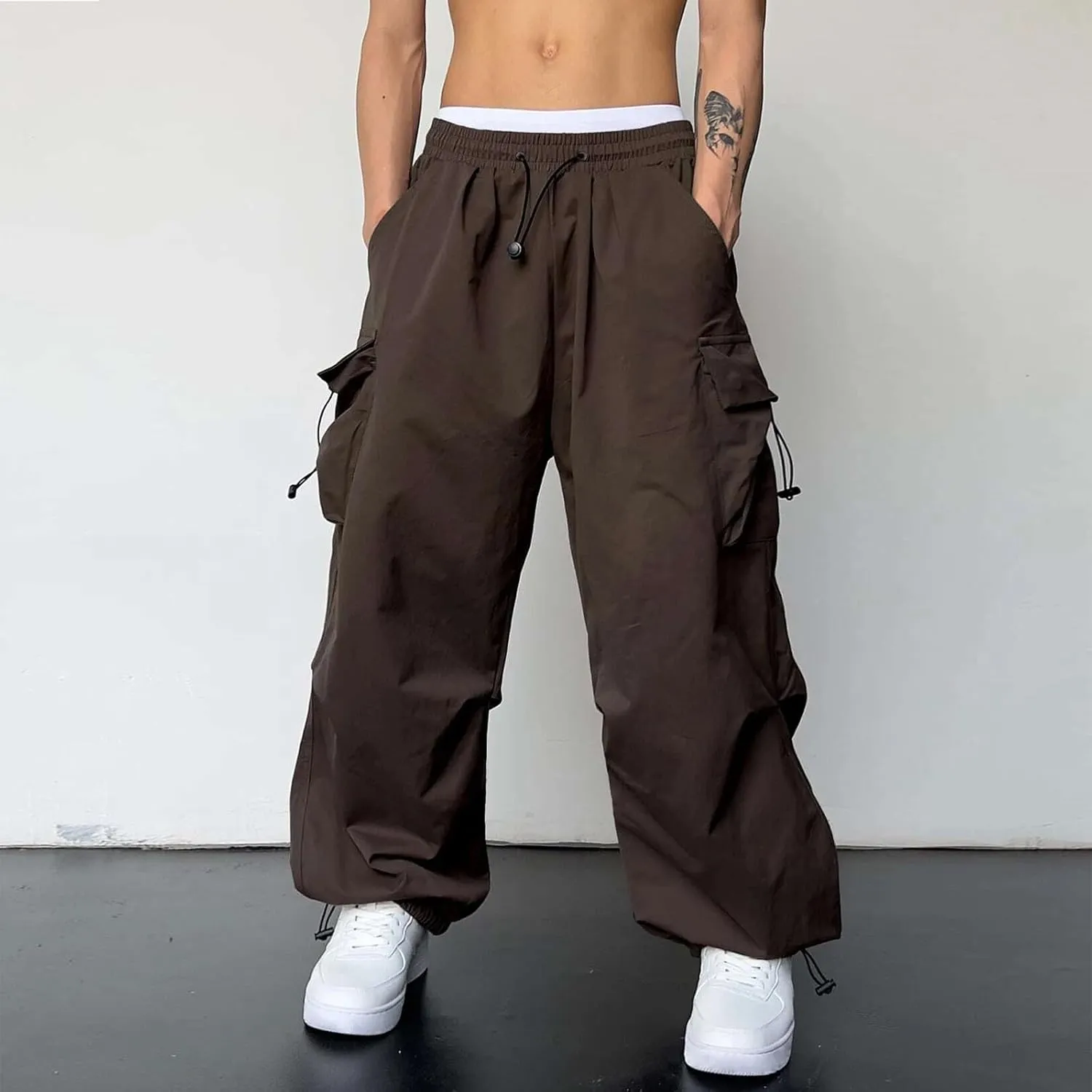 Men's Work Pants Loose Big Wide Leg Trousers Side Pockets 4 Pockets Casual Sports Trousers Sweatpants for Men