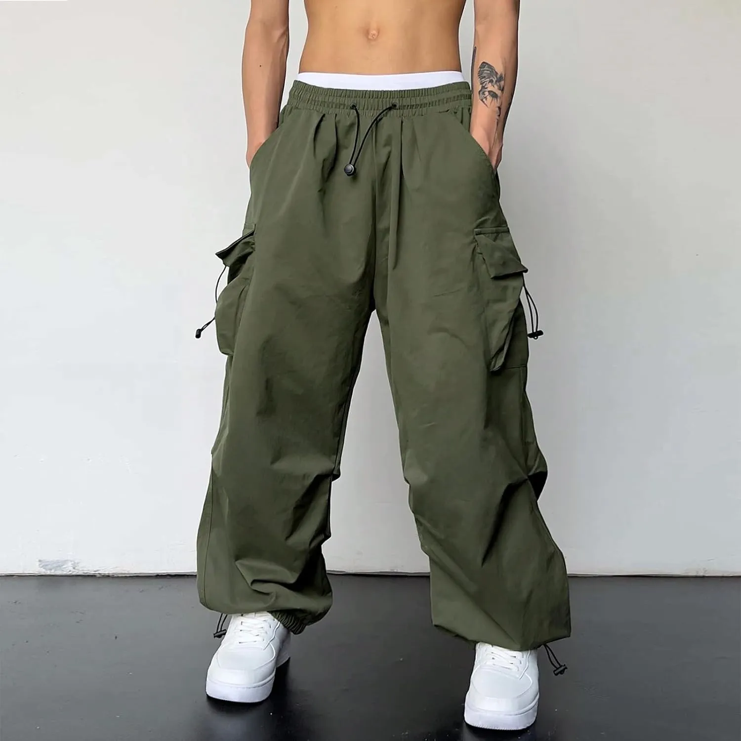 Men's Work Pants Loose Big Wide Leg Trousers Side Pockets 4 Pockets Casual Sports Trousers Sweatpants for Men