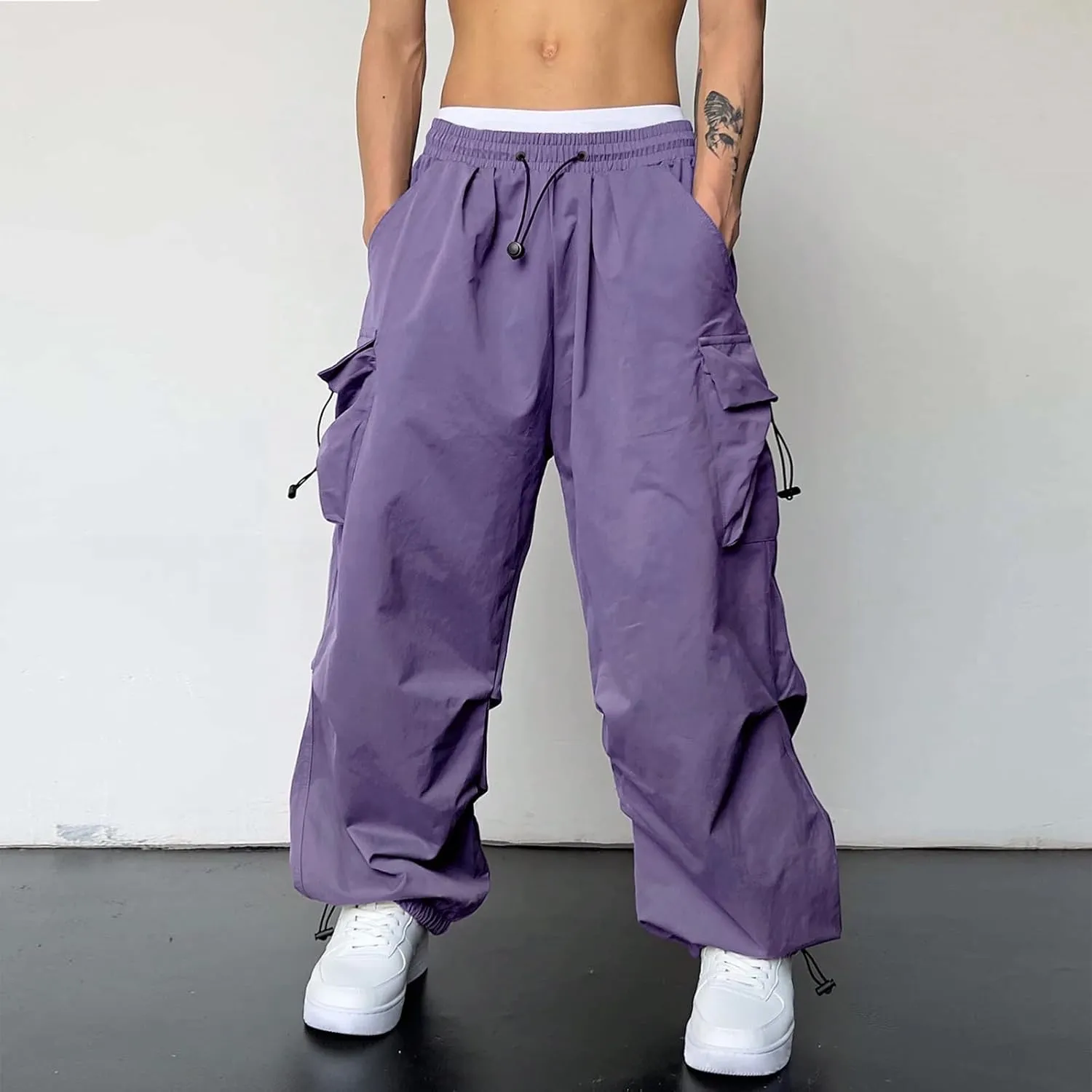 Men's Work Pants Loose Big Wide Leg Trousers Side Pockets 4 Pockets Casual Sports Trousers Sweatpants for Men