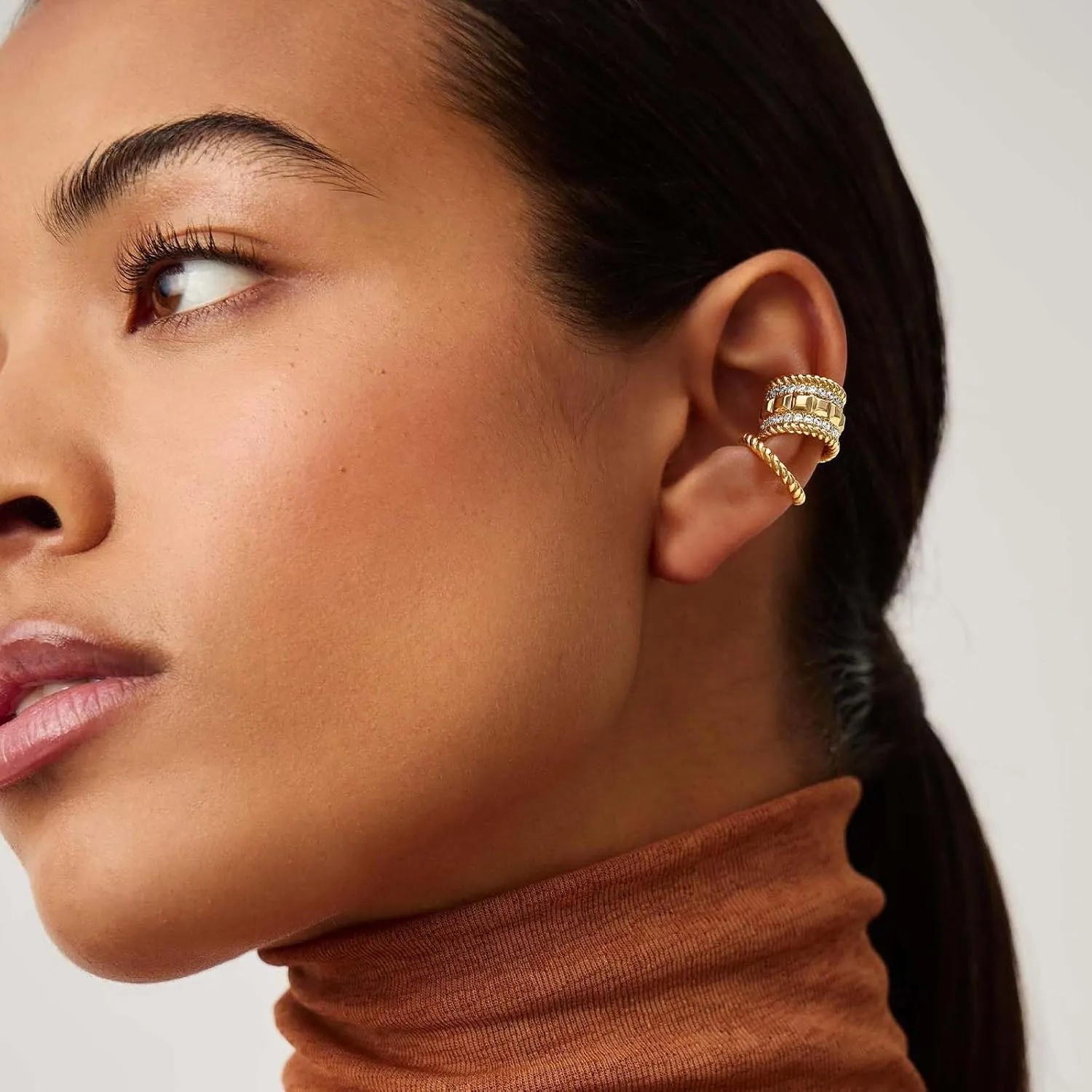 MEVECCO Ear Cuffs Non Piercing 18K Gold Plated Ear Cuff Earring Sets Clip on Cartilage Cubic Zirconia Pearl Minimalist Hypoallergenic Fake Hoop Earrings Stack Women Gifts