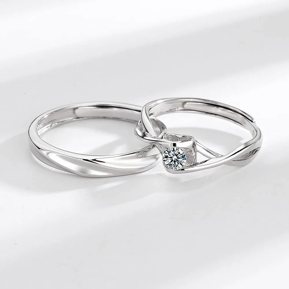 MIKAMU Couple Rings 925 Sterling Silver Adjustable Open fashion Rings Engagement Pair Rings Rings for Men Rings for Women Wedding Promise Engagement Anniversary Ring