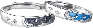 MIKAMU Couple Rings Rings for Men Rings for Women Cubic Zirconia 925 Sterling Silver Adjustable Open Rings Engagement Pair Rings Wedding Promise Engagement Anniversary Ring