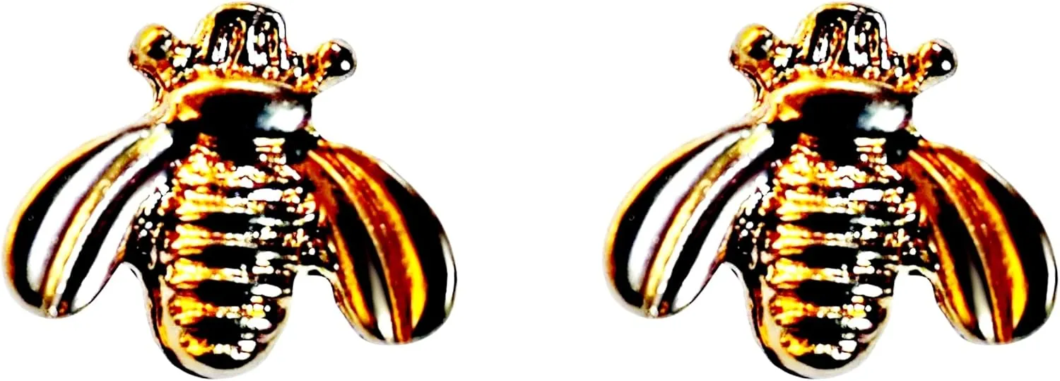 Miyabi Grace Women's Elegant Gold Bee Resin Insect Plastic Post Earrings Hypoallergenic For Sensitive Ears