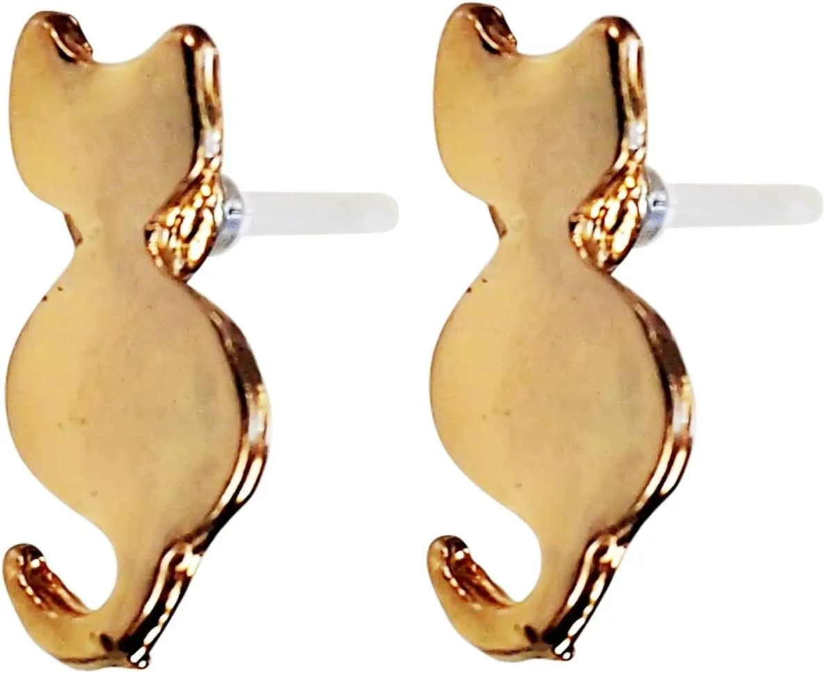 Miyabi Grace Women's Elegant Gold Cat Resin Plastic Post Earrings Hypoallergenic For Sensitive Ears