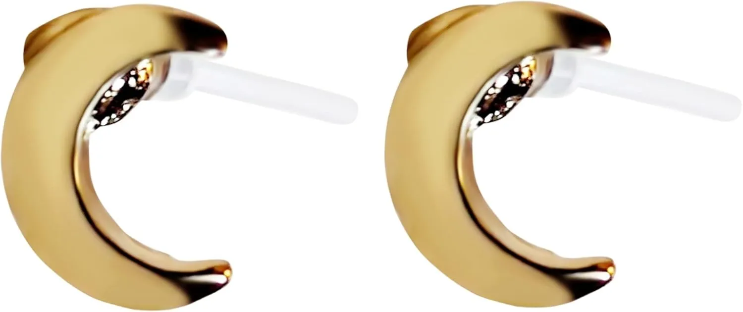 Miyabi Grace Women's Elegant Gold Crescent Moon Resin Plastic Post Earrings Hypoallergenic For Sensitive Ears