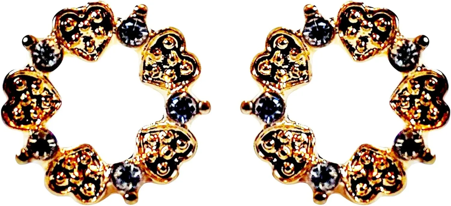 Miyabi Grace Women's Elegant Gold Flower Wreath Resin Plastic Post Earrings Hypoallergenic For Sensitive Ears
