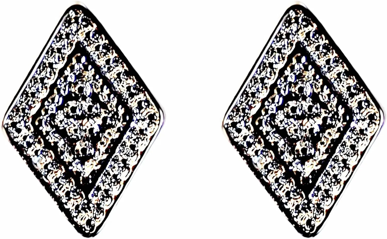 Miyabi Grace Women's Elegant Silver Diamond Shape Resin Plastic Post Earrings Hypoallergenic For Sensitive Ears