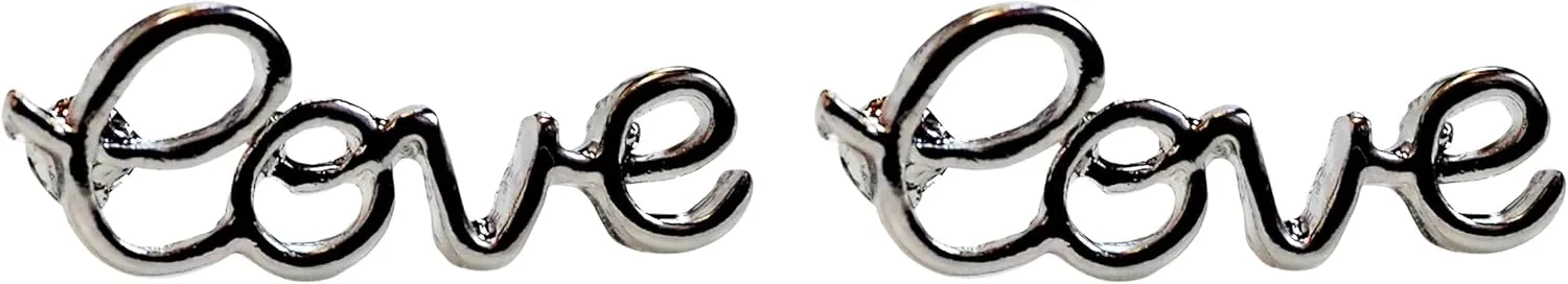 Miyabi Grace Women's Elegant Silver Love Resin Plastic Post Earrings Hypoallergenic For Sensitive Ears