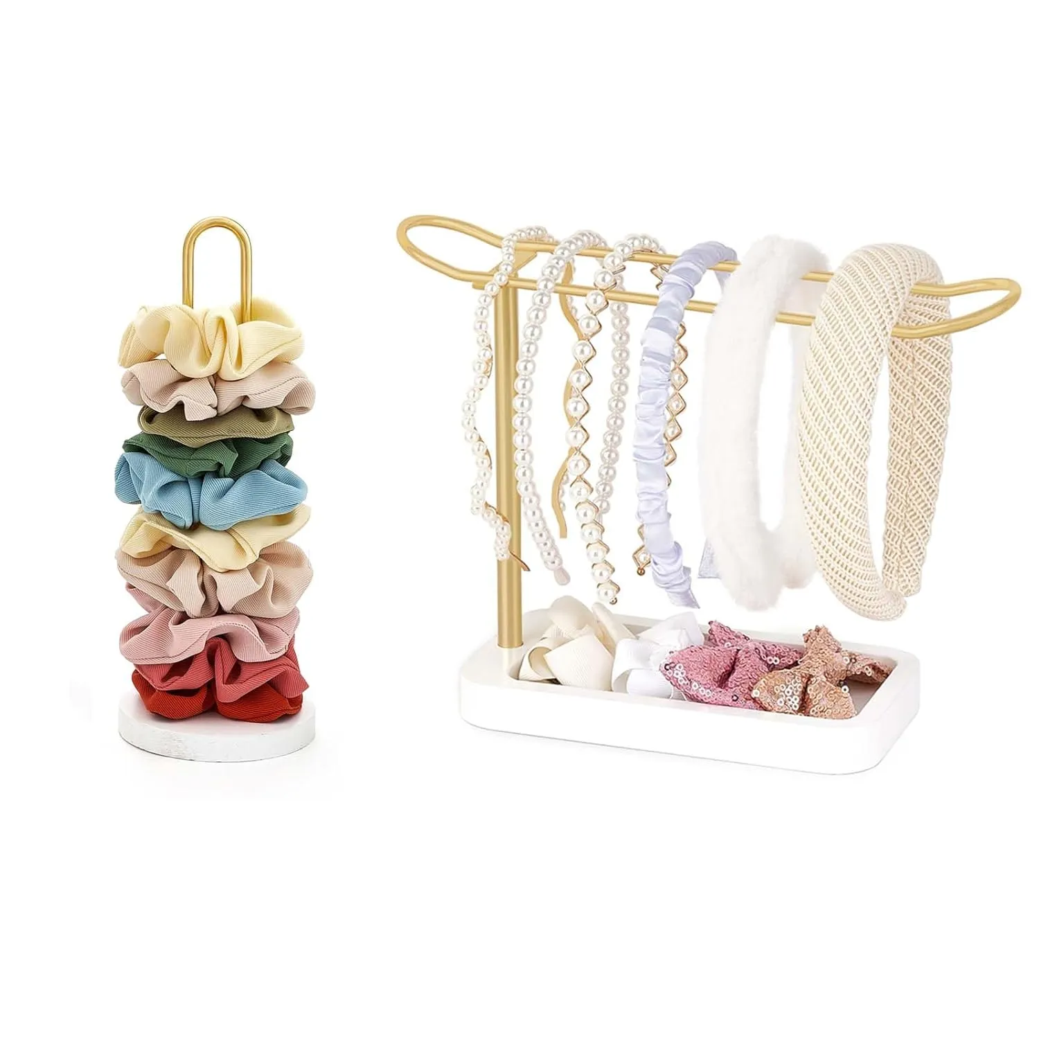 Mkono Scrunchies Holder Stand Scrunchies Tower Hair Tie Organizer and Headband Holder Organizer Metal Headband Storage Headband Stand rack for Claw Clip and Scrunchie Dorm Bedroom Decor