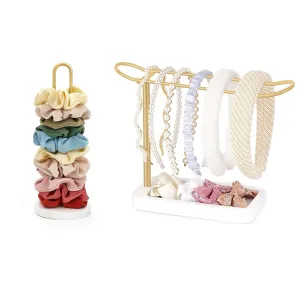 Mkono Scrunchies Holder Stand Scrunchies Tower Hair Tie Organizer and Headband Holder Organizer Metal Headband Storage Headband Stand rack for Claw Clip and Scrunchie Dorm Bedroom Decor