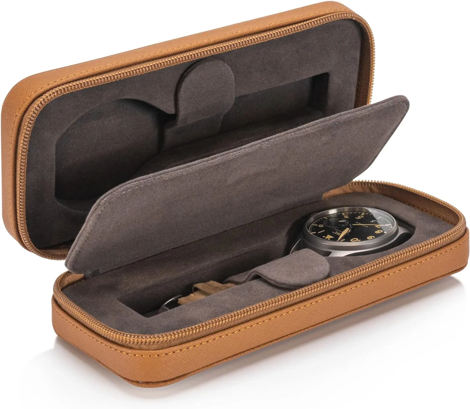 Modern Leather Watch Case for men - Watch Travel Case - Storage Organizer & Display - Watch accessory - Brown