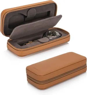 Modern Leather Watch Case for men - Watch Travel Case - Storage Organizer & Display - Watch accessory - Brown