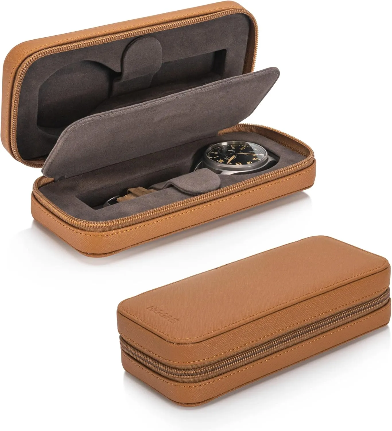 Modern Leather Watch Case for men - Watch Travel Case - Storage Organizer & Display - Watch accessory - Brown
