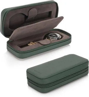 Modern Leather Watch Case for men - Watch Travel Case - Storage Organizer & Display - Watch accessory Green