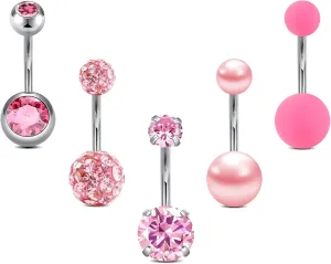 MODRSA Belly Button Ring Belly Rings Surgical Steel Belly Button Ring Hypoallergenic Clicker Belly Button Ring Navel Rings for Women