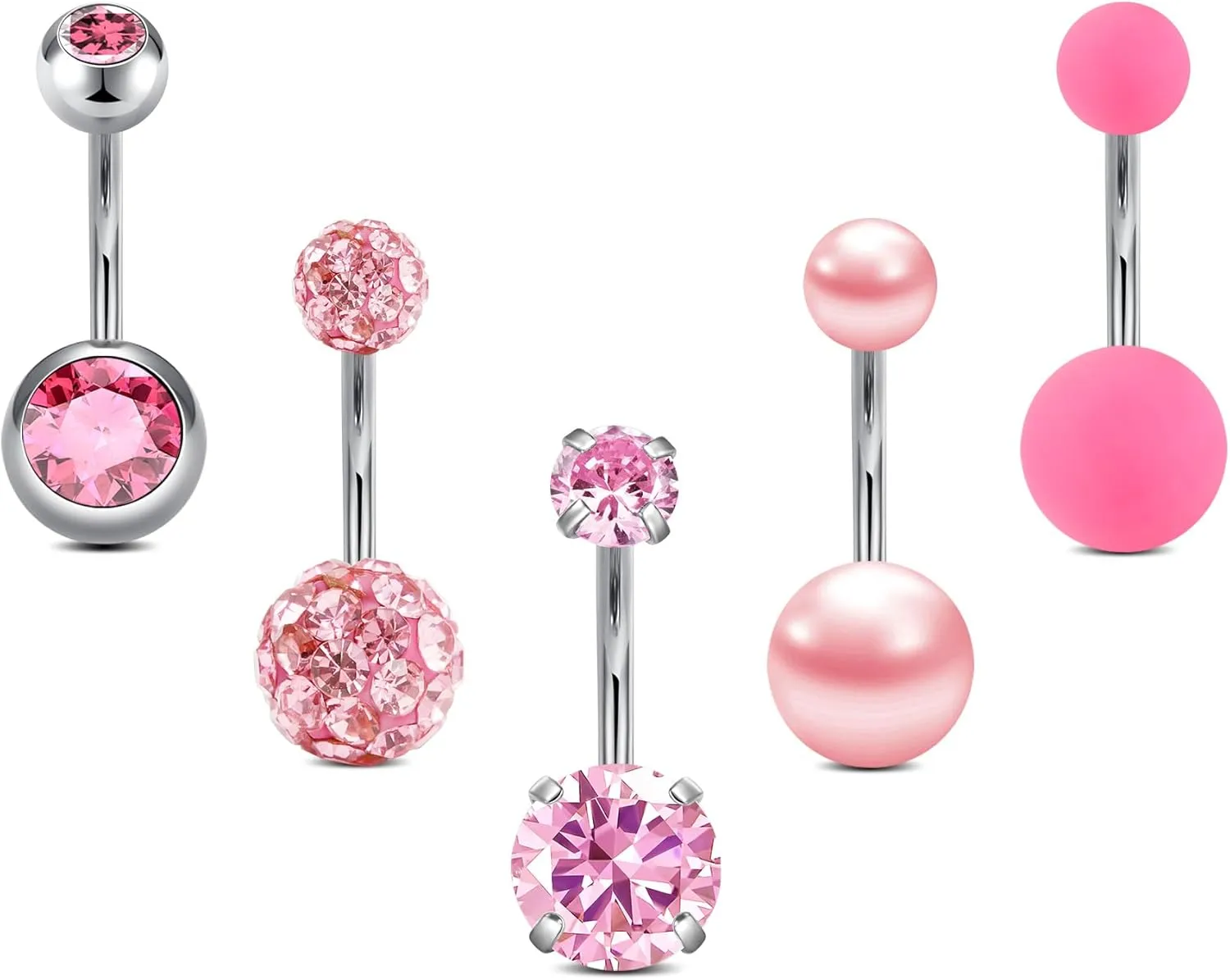 MODRSA Belly Button Ring Belly Rings Surgical Steel Belly Button Ring Hypoallergenic Clicker Belly Button Ring Navel Rings for Women